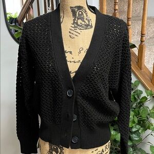 LOFT NWT. Black Open-Knit Cardigan